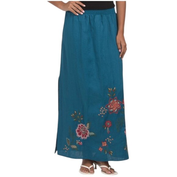 JOHNNY WAS Linen Blend Messine High Slit Skirt